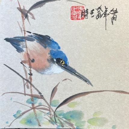 Peinture Fisher par Yu Huan Huan | Tableau Figuratif Aquarelle, Encre Animaux