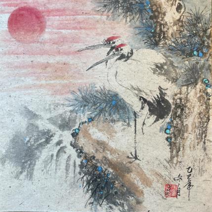 Peinture Sunset par Yu Huan Huan | Tableau Figuratif Aquarelle, Encre Animaux