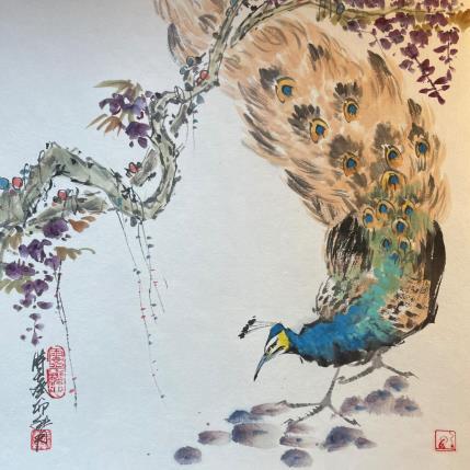 Peinture Peacock par Yu Huan Huan | Tableau Figuratif Aquarelle, Encre Animaux