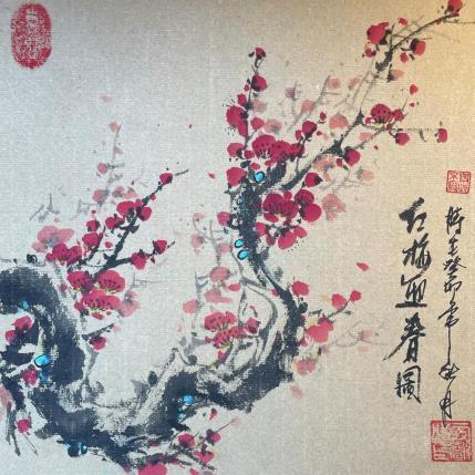 Peinture Cherry blossom par Yu Huan Huan | Tableau Figuratif Aquarelle, Encre Nature