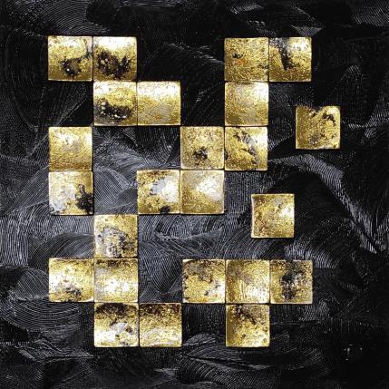 Gemälde Galaxy von Bauquel Véronique | Gemälde Abstrakt Acryl, Collage, Harz, Holz, Lack, Metall Minimalistisch