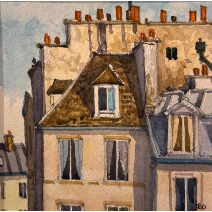 Peinture Les toits par Decoudun Jean charles | Tableau Figuratif Aquarelle Urbain