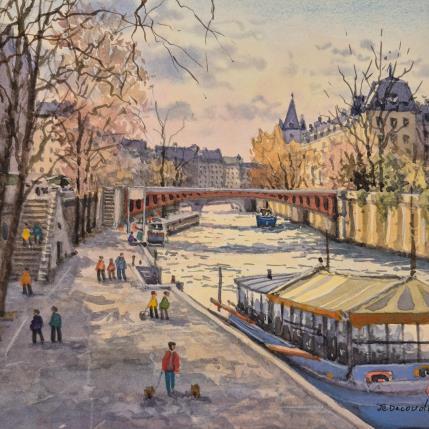 Peinture Le vieux Paris par Decoudun Jean charles | Tableau Figuratif Aquarelle Urbain