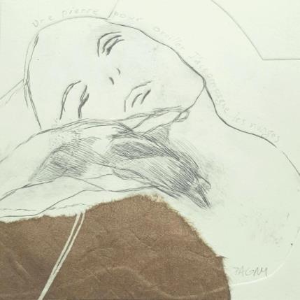 Peinture une pierre pour oreiller j'accompagne les nuages  par Pagny Corine | Tableau Art Singulier Encre Nu