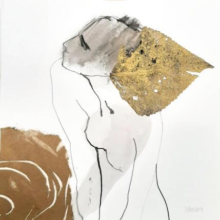 Painting J'accompagne les nuages by Pagny Corine | Painting Raw art Gluing, Ink Nature, Nude, Pop icons