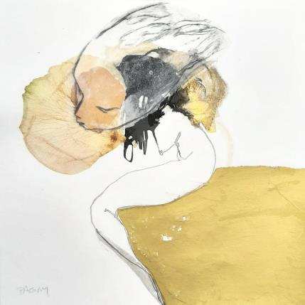 Peinture Porte cette perruque d'alouette  par Pagny Corine | Tableau Art Singulier Collage, Encre Nature, Nu