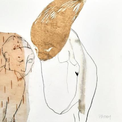 Peinture Porte cette perruque d'alouette et vole  par Pagny Corine | Tableau Art Singulier Collage, Encre Nature, Nu