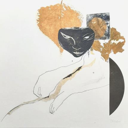 Peinture Si l'on avance par Pagny Corine | Tableau Art Singulier Collage, Encre Nature, Nu