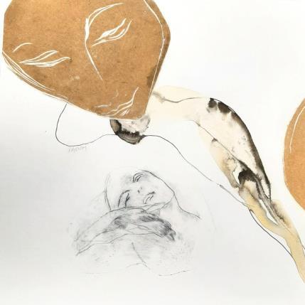 Peinture Matin de printemps, mon ombre aussi déborde de vie  par Pagny Corine | Tableau Art Singulier Collage, Encre Nu