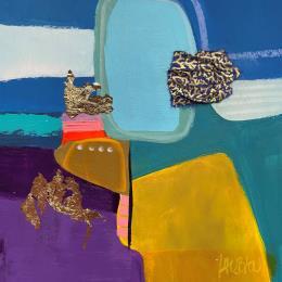 Painting Observation en vol by Lau Blou | Painting Abstract Acrylic, Gluing, Gold leaf Minimalist