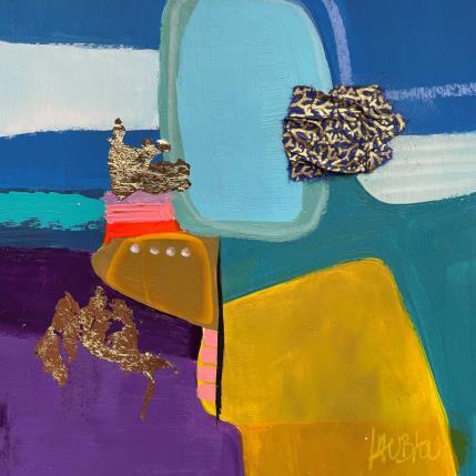 Painting Observation en vol by Lau Blou | Painting Abstract Acrylic, Gluing, Gold leaf Minimalist