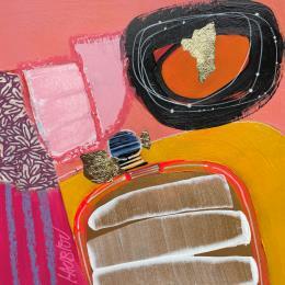 Painting Parfum  by Lau Blou | Painting Abstract Acrylic, Gluing, Gold leaf, Pastel