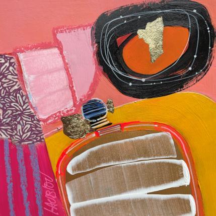 Painting Parfum  by Lau Blou | Painting Abstract Acrylic, Gluing, Gold leaf, Pastel