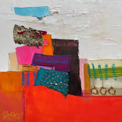 Painting Vent de sable by Lau Blou | Painting Abstract Acrylic, Gluing, Gold leaf Landscapes