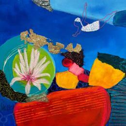 Peinture Medaillon de l'agave par Lau Blou | Tableau Abstrait Acrylique, Collage