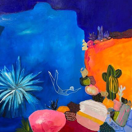 Painting Les Profondeurs des Roches by Lau Blou | Painting Abstract Acrylic, Gluing