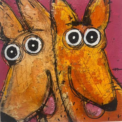 Peinture You & Me par Maury Hervé | Tableau Art Singulier Acrylique, Encre, Sable Animaux