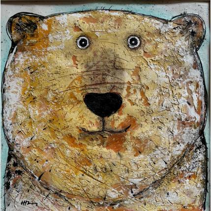 Peinture White Bear par Maury Hervé | Tableau Art Singulier Encre, Sable Animaux