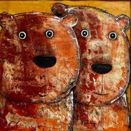 Painting Selfie For Two by Maury Hervé | Painting Raw art Ink, Sand Animals