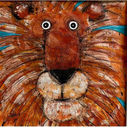 Peinture Lion and Sky par Maury Hervé | Tableau Art Singulier Encre, Sable Animaux