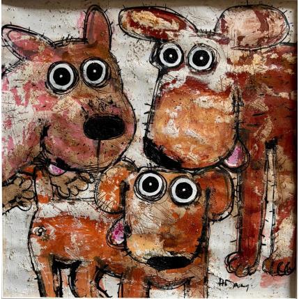 Peinture Friends par Maury Hervé | Tableau Art Singulier Encre, Sable Animaux