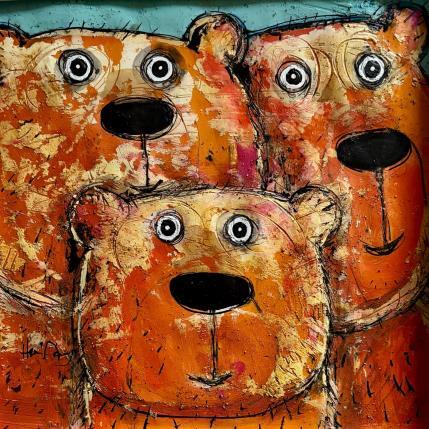 Peinture Family par Maury Hervé | Tableau Art Singulier Encre, Sable Animaux