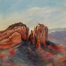 Peinture SEDONA 92 par Seruch Capouillez Isabelle | Tableau Figuratif Aquarelle Nature, Paysages, Urbain