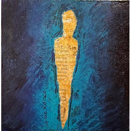 Peinture L'homme bleu par Rocco Sophie | Tableau Art Singulier Acrylique, Collage, Sable