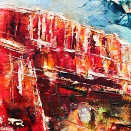 Peinture Arizona Red Rocks 1  par Reymond Pierre | Tableau Figuratif Huile Nature, Paysages