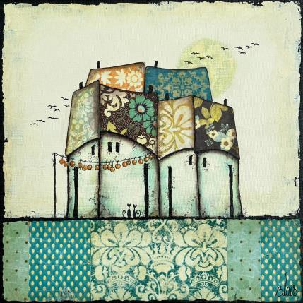 Gemälde Souffle du vent von Blais Delphine | Gemälde Figurativ Acryl, Collage Pop-Ikonen