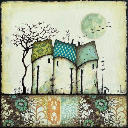 Gemälde Murmures von Blais Delphine | Gemälde Figurativ Acryl, Collage Landschaften, Pop-Ikonen