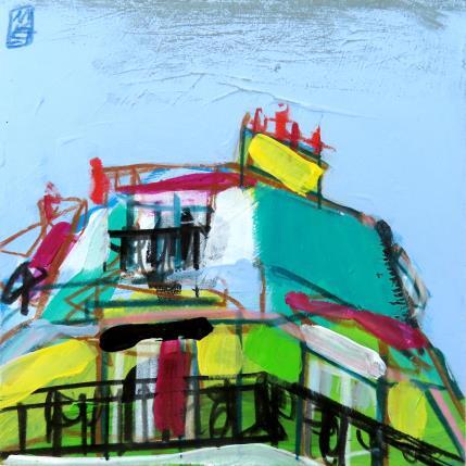 Peinture Adieu ciel gris par Anicet Olivier | Tableau Figuratif Acrylique, Pastel Architecture, Urbain