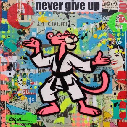 Peinture NEVER GIVE UP par Euger Philippe | Tableau Pop-art Acrylique, Carton, Collage Icones Pop
