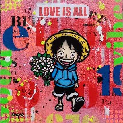 Peinture LOVE IS ALL par Euger Philippe | Tableau Pop-art Acrylique, Collage Icones Pop