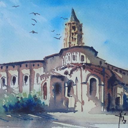 Painting Majestueuse Saint Sernin by Abbatucci Violaine | Painting Figurative Watercolor