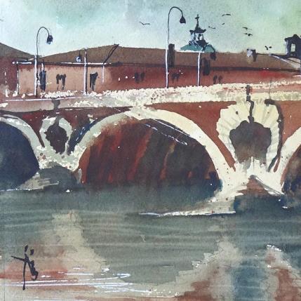 Painting Un automne à Toulouse by Abbatucci Violaine | Painting Figurative Watercolor