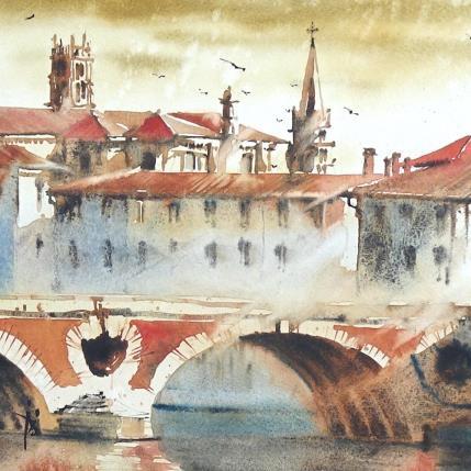 Painting La ville ocre by Abbatucci Violaine | Painting Figurative Watercolor