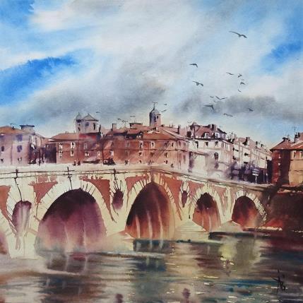 Painting Toulouse en giboulées by Abbatucci Violaine | Painting Figurative Watercolor
