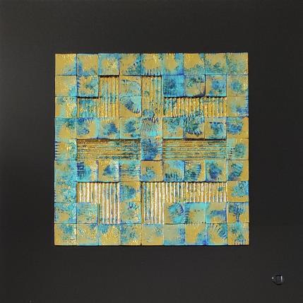 Peinture Blue Velvet par Bauquel Véronique | Tableau Abstrait Acrylique, Bois, Collage, Métal, Résine Minimaliste