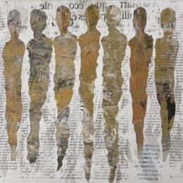 Peinture les hommes  de l'ambre par Rocco Sophie | Tableau Art Singulier Acrylique, Collage, Sable