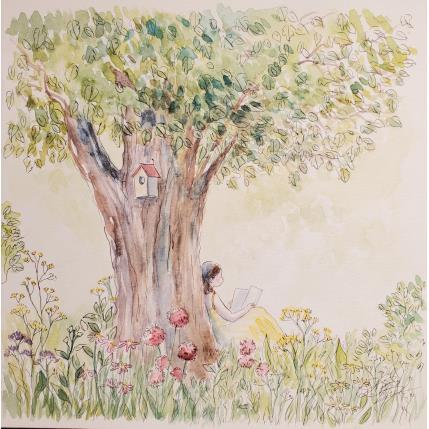 Peinture Sous le chêne par Balme Delphine | Tableau Art naïf Aquarelle