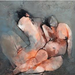 Painting Ode à la vie by Chaperon Martine | Painting Figurative Acrylic Nude