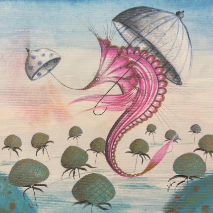 Peinture il cavalluccio rosa par Nai | Tableau Surréalisme Acrylique, Collage