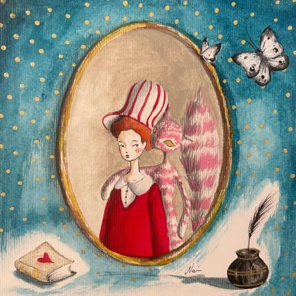 Peinture sentimenti felini e scrittura par Nai | Tableau Surréalisme Acrylique, Collage