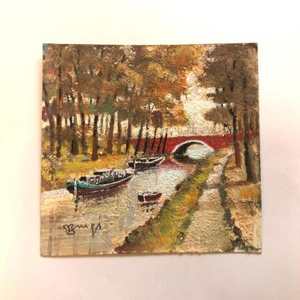 Peinture AR4 CANAL AU PONT ROUGE  par Burgi Roger | Tableau Figuratif Acrylique Marine, Nature, Paysages