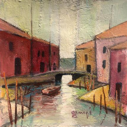 Peinture AP75  LE PETIT PONT  par Burgi Roger | Tableau Figuratif Acrylique Architecture, Marine, Paysages