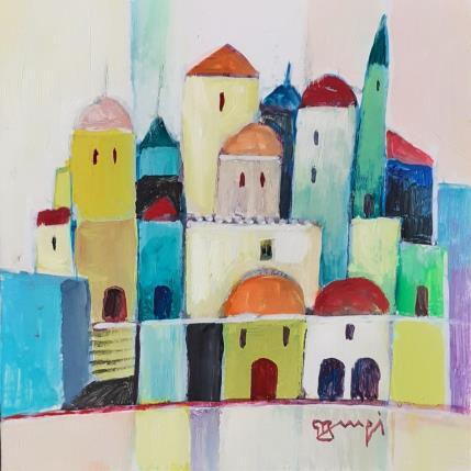 Peinture AQ101 VILLE D'ORIENT par Burgi Roger | Tableau Figuratif Acrylique Architecture, Paysages, Urbain