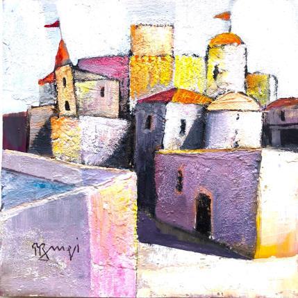 Peinture AK108 VILLAGE FORTIFIE par Burgi Roger | Tableau Figuratif Acrylique Architecture, Paysages, Urbain