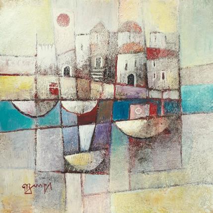 Peinture AQ118 MARINE AU COUCHER par Burgi Roger | Tableau Figuratif Acrylique Marine, Paysages, Urbain