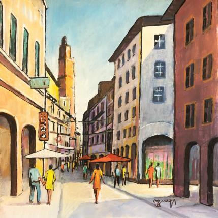Peinture AQ84 TOULOUSE,LES VITRINES par Burgi Roger | Tableau Figuratif Acrylique Architecture, Scènes de vie, Urbain